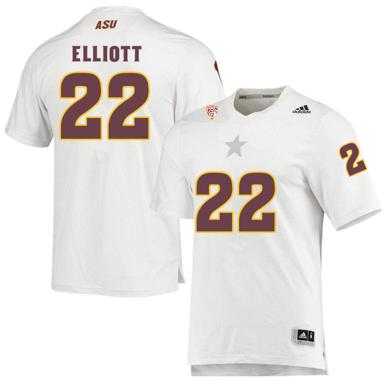 Men #22 Deonce ElliottArizona State Sun Devils College Football Jerseys Sale-White - Click Image to Close